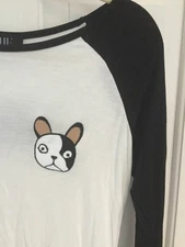 125. Modcloth Dog FRENCH Bulldog Boston Terrier Baseball Tee Nwt L