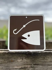 Fishing Area Metal Parks & Recreation Lake River Sign 6"x6" NEW