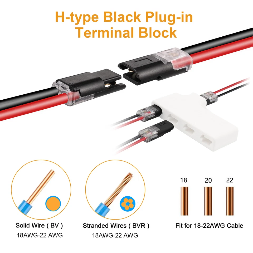 50 pcs Double-Wire Plug-in Connector, Cable Clamp with Locking Buckle, AWG 18-22 - Image 3 of 4