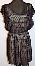 SPEECHLESS Black Beige Mesh Overlay DRESS Cover-Up Tunic SZ L NWT MSRP $59 