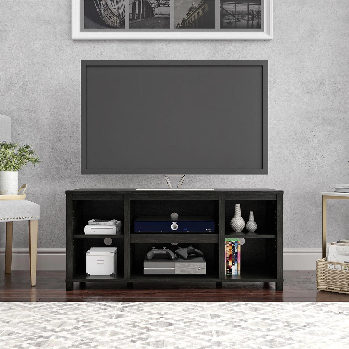 TV Stand for 50 inch TV Console Table with Storage Shelves Cabinet