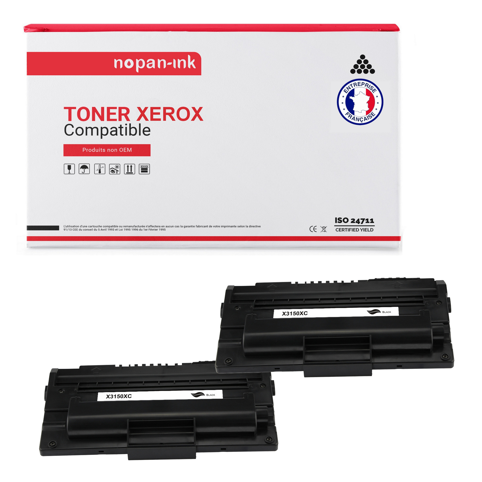 Toner XEROX 109R00747 109R747 noir compatible NOPAN-INK cartouche laser x2
