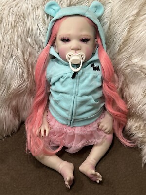 23 in Pastel Goth Pouty Sweet Pea Awake Bountiful Baby Long Pink Rooted Hair