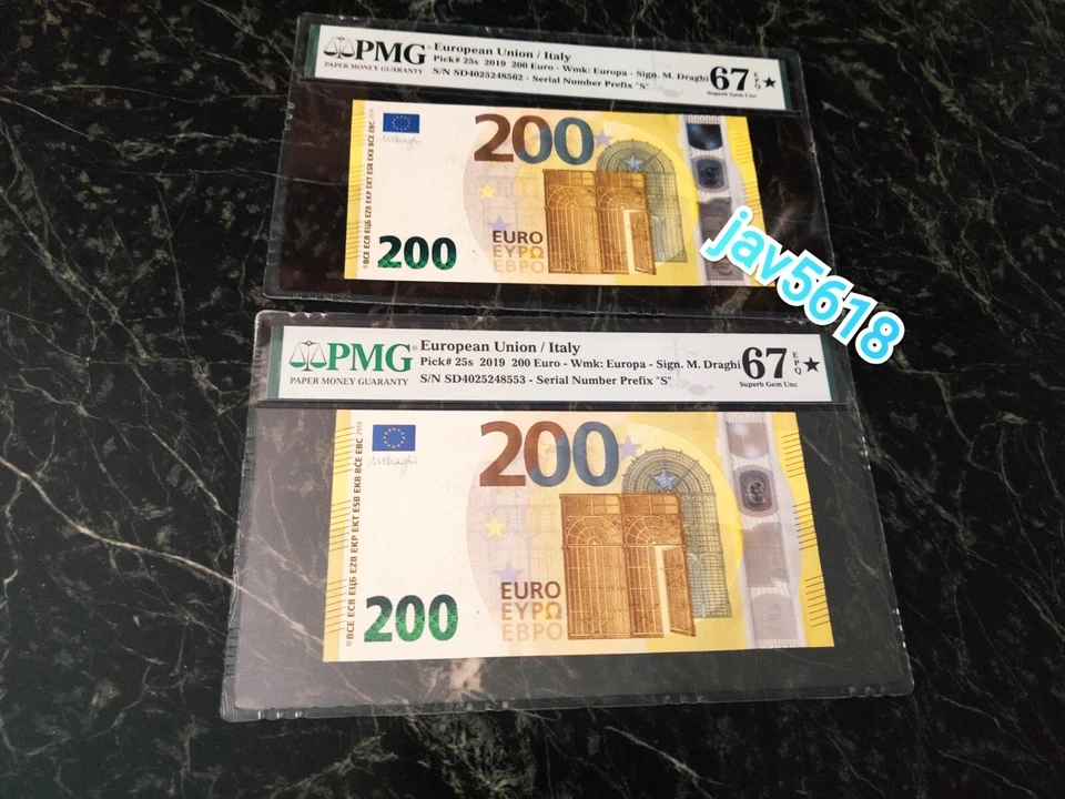 EURO 200 BANKNOTE PMG 67 🇪🇺 DRAGUI ITALY 500 "S"ULTRA STAR 200 EURO UNC TOP 2 - Image 4 of 4