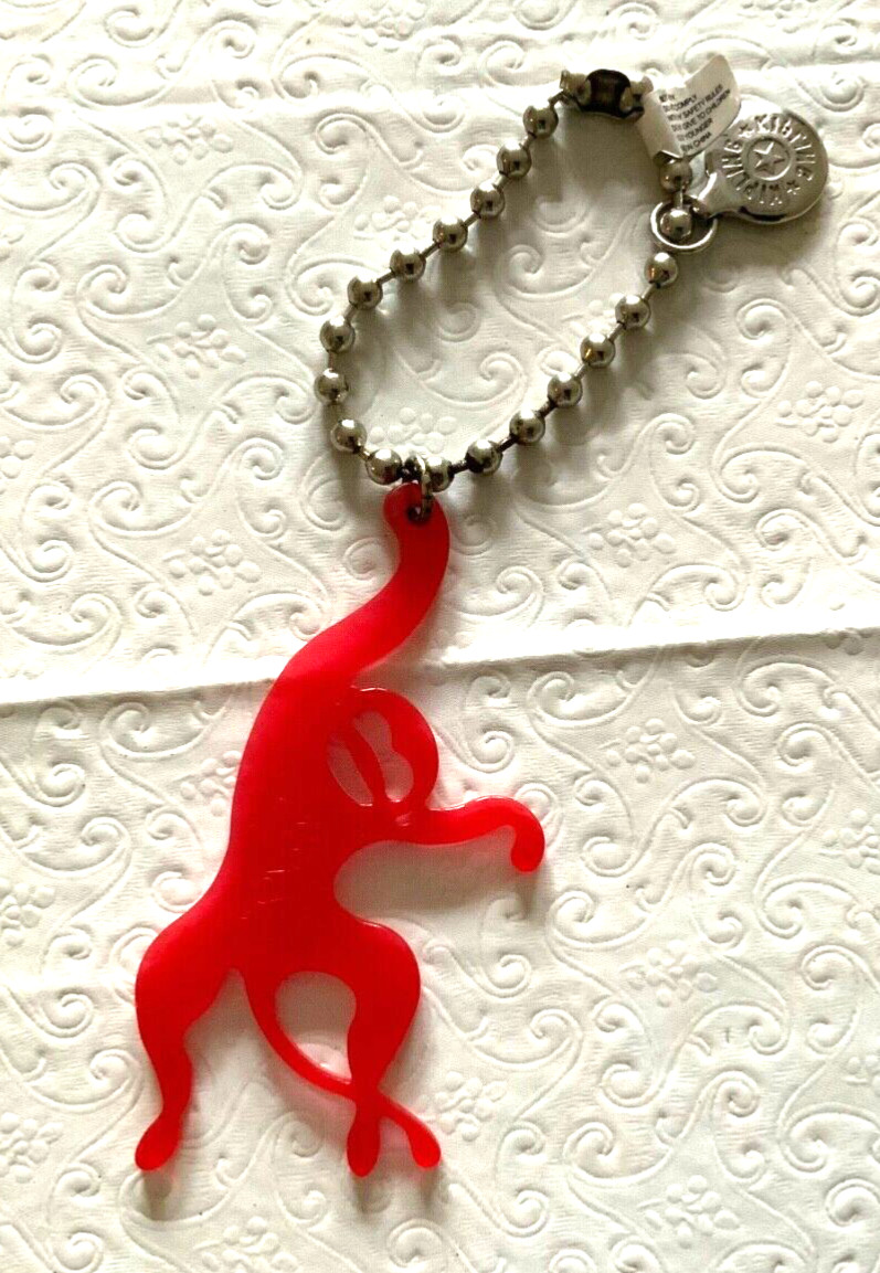 Kipling Red Plastic Monkey Keychain Silver Ball B… - image 2