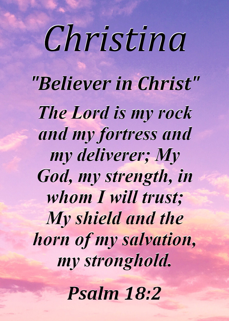 Christina &ldquo;Believer in Christ&rdquo; Keepsake Name Meaning Card with 