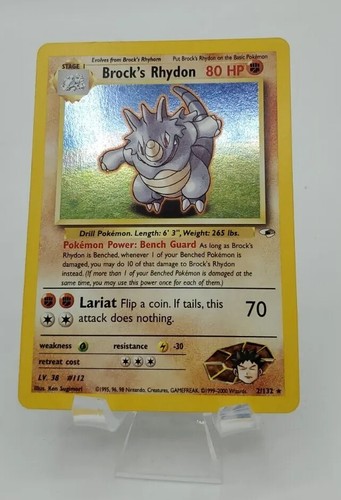 Pokémon TCG Brock's Rhydon Gym Heroes 2/132 Holo Unlimited Holo Rare