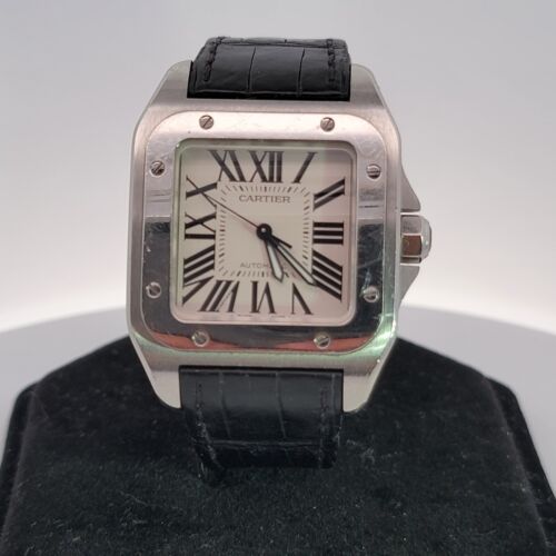 CARTOS Santos 100 Midsize Silver Roman Dial Automatic Watch 2878 W20106X8