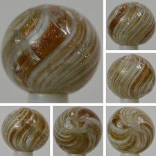 Handmade White Onionskin Lutz Marble, Larger 3/4 in, Polished, Germany, S1336