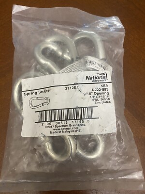 Set If 2  Bags Of NATIONAL HARDWARE SPRING SNAPS 3112BCN22-893 Total 10.