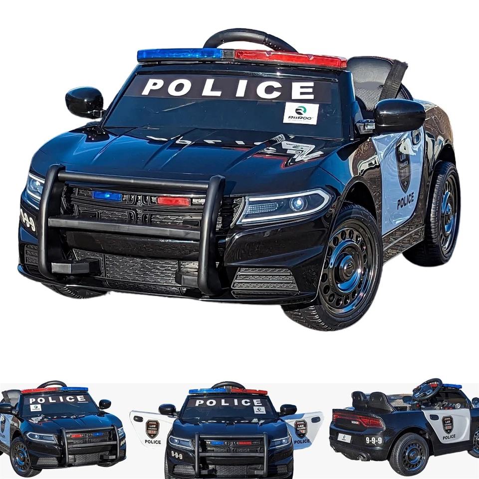 RiiRoo 12V Kids Ride-On Police Car with Lights & Remote Control Battery Powered - Image 2 of 4