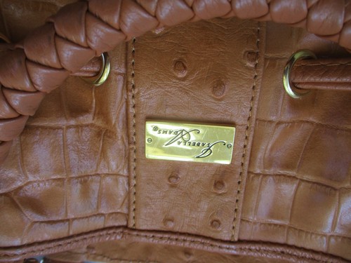Isabella Adams Tan Leather Satchel Medium M Handbag with Dual Braided Handles - Picture 9 of 9