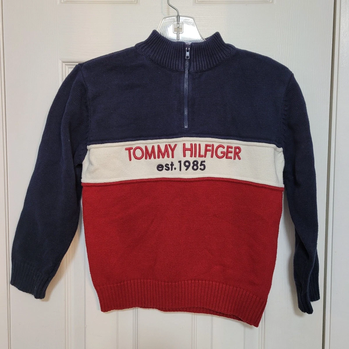 Tommy hilfiger red white and blue on sale jumper