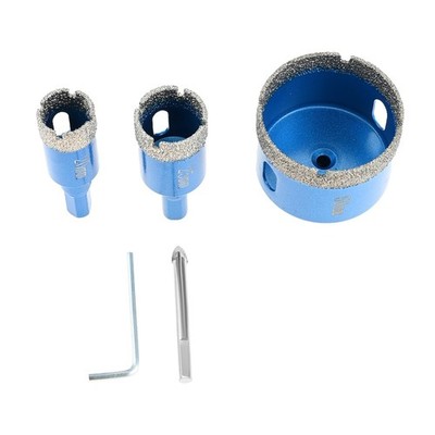3Pcs Braze Bonded Diamond Hole Saws for Hard Brittle Materials and Wood Boards