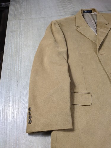 Andrew Fezza Men’s Blazer 46R Tan Natural Stretch Polyester Suede Vintage - Picture 5 of 14