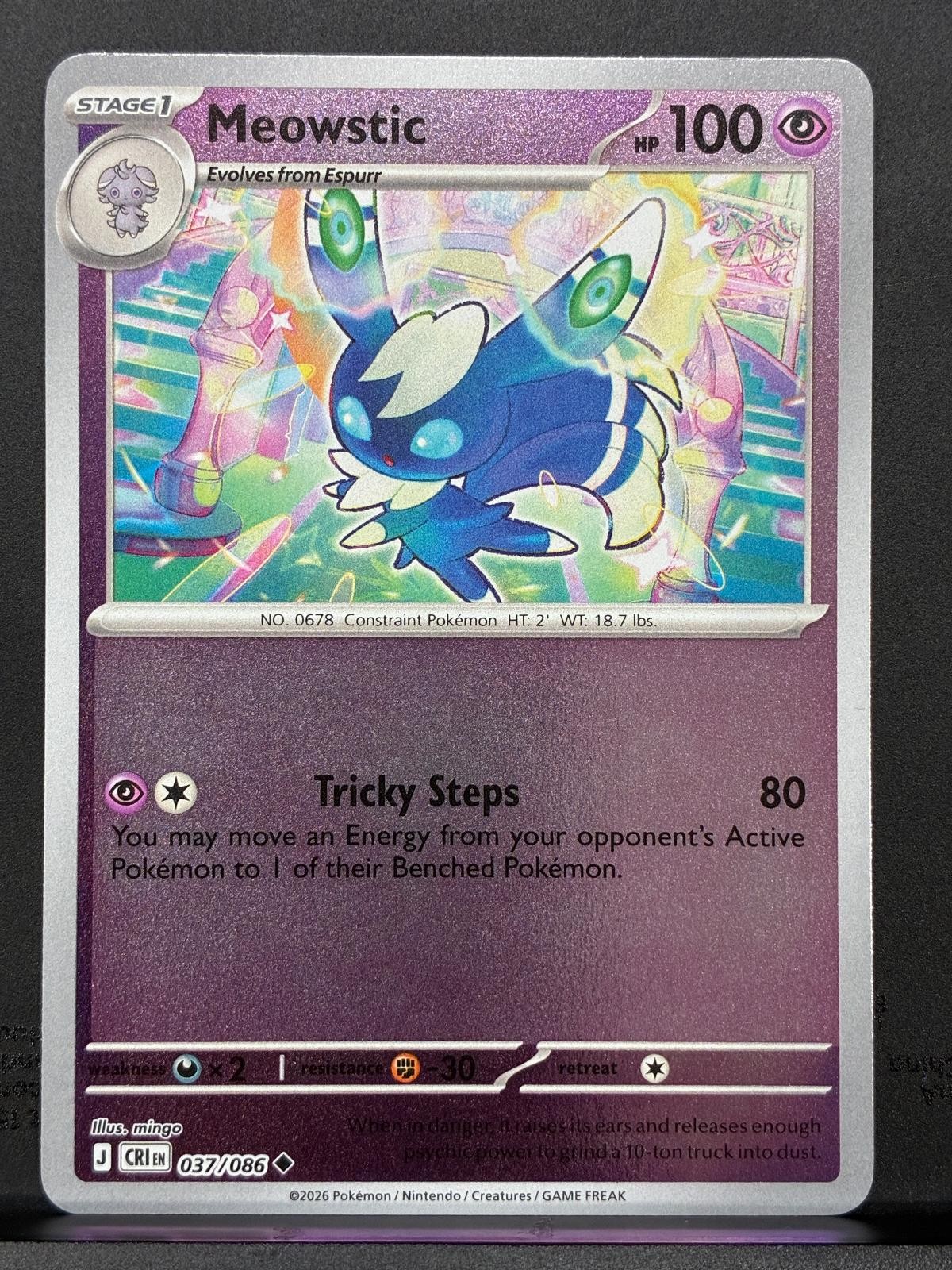 Meowstic 037/086 Uncommon Chaos Rising Pokemon Reverse Holo Near Mint