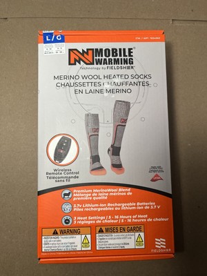 Mobile Warming Merino Wool Heated Socks Unisex Large with Wireless Remote