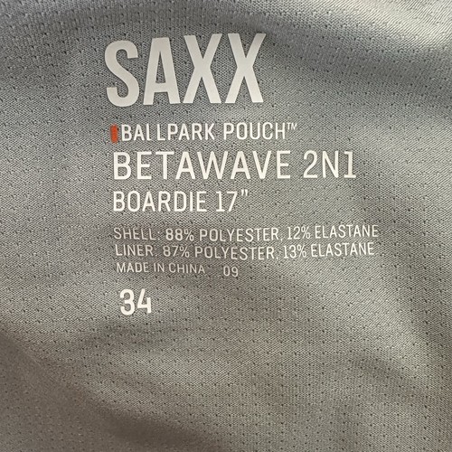 Saxx Men's 34x7 Betawave 2N1 Boardie 17” Shorts Ballpark Pouch Tropical EUC $80 - Picture 7 of 7