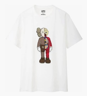 KAWS x UNIQLO T SHIRT LOGO WEIß WHITE SIZE M MEDIUM NEU