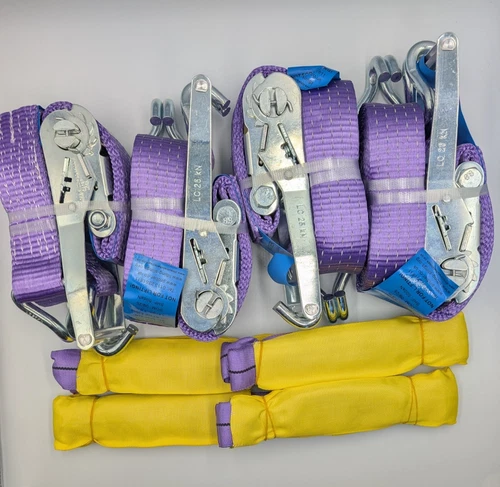 4x Purple 5t Soft Link Car Trailer Transporter Tie Down Heavy Duty Ratchet Strap