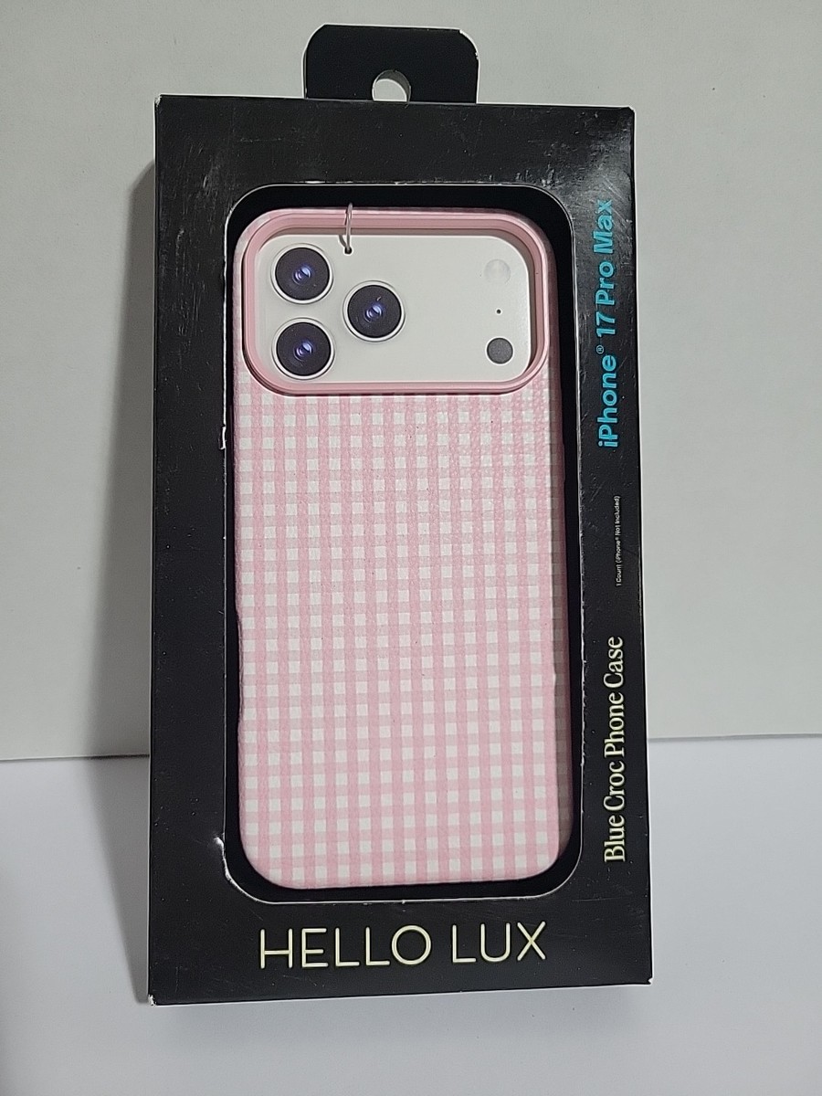HELLO LUX Phone Case IPhone 17 Pro Max Pink Gingham Dual Layer