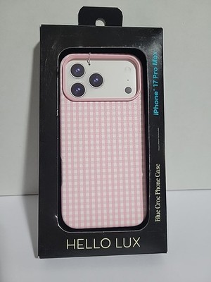 HELLO LUX Phone Case IPhone 17 Pro Max Pink Gingham Dual Layer
