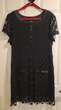 Little Black Dress EN FOCUS  Womens Sz. 20 Lace Overlay Short Sleeves Pockets
