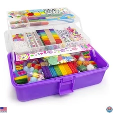 4U4EVER 3000 Ultimate Arts & Crafts Set - Portable 3-Layer Art Box, Dark Purple