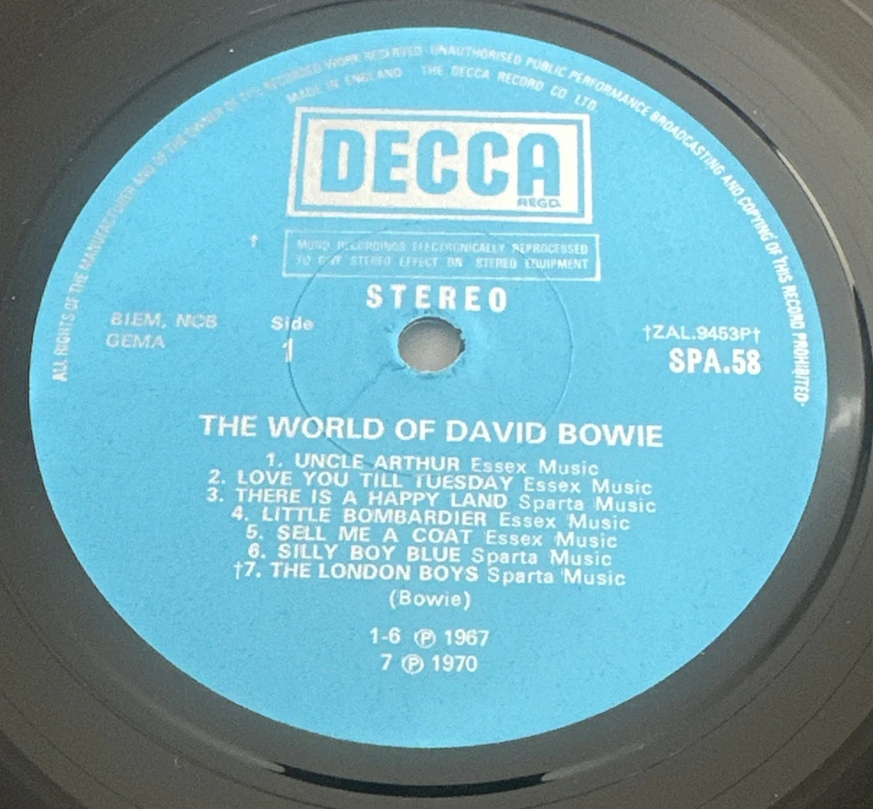 The World Of David Bowie Vinyl LP Record 1973 Compilation Album SPA 58 VG+ / VG - Image 4 of 4