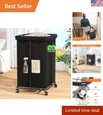 150L Laundry Hamper with Wheels, Rolling Laundry Basket with Metal Frame and ...