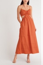 ASTR the Label Women's Cotton Maxi Dress With Cutouts Size Medium In Rust Color