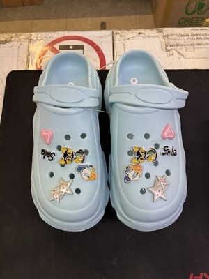 Women s Light Blue Platform Clogs Sandals Thick Soles With Charm Accessories