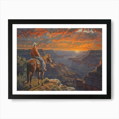 Cowboy Canyon Western Gemälde, Sou gerahmtes Wandbild Poster Leinwanddruck Bild