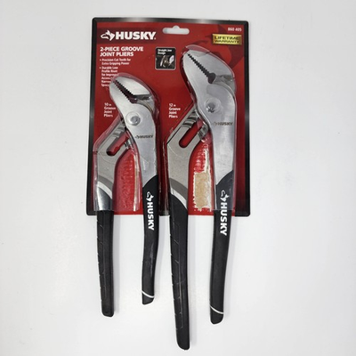 #ad Husky 2 Piece Groove Joint Pliers Set 10quot; amp; 12quot; Silver Soft Grip Handles 860 405 $14.99