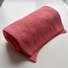 10% Cashmere 90% Superfine Wool Ribbed Scarf  164cmx26cm Knitted Bubblegum Pink