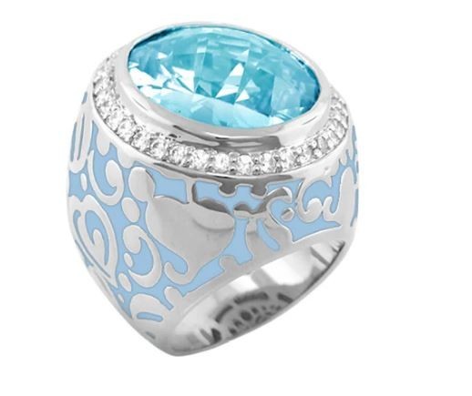 LAUREN G ADAMS FASHION RING BLUE HIDDEN HEARTS SIZE 7.75