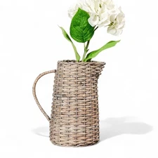 Wicker Pitcher Vase with Handle