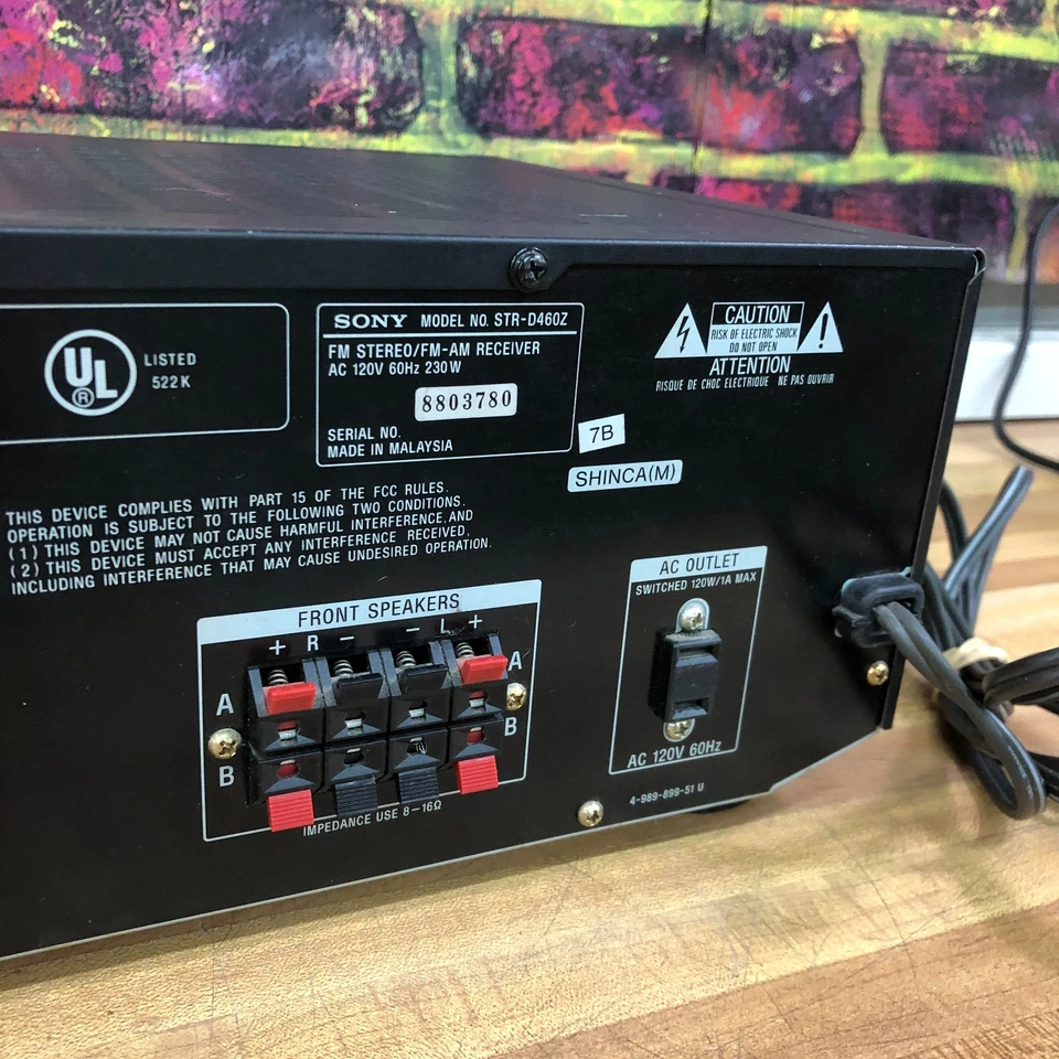 Sony STR-D460Z Stereo Receiver 100 Watts Per Channel - Tested And Works - Image 4 of 4