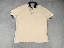 Tommy Hilfiger Polo Shirt Men Extra Large Ivory 100 Cotton Short Sleeve READ
