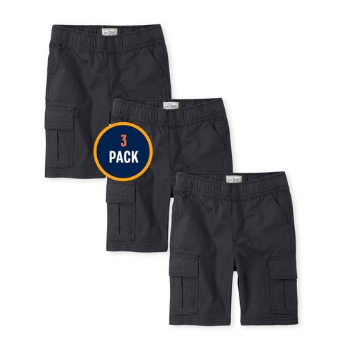 NWT The Children's Place Boys Pull on Cargo Shorts 3-Pack in Black -Size 5
