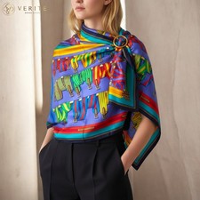 RARE VINTAGE HERMES Silk Scarf "Les Sangles" Carre 90 designed by Joachim Metz