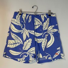 Tommy Bahama Relax Mens Blue Tropical Leaf Print Swim Trunks Mesh Medium Coastal