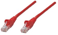 Intellinet Network Patch Cable, Cat5e, 0.25m, Red, CCA, U/UTP, PVC, RJ45, Gold P