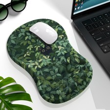 Cute Cat Ergonomic Mouse Pad with Wrist Rest 12.2L x 1.2W inches, Leaf