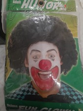 Adult Humor Deluxe Fun Clown Wig Open Pkg Unused Black Curly