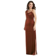 NWT Dessy Social Bridesmaids Lux Velvet Slip Maxi Dress in Auburn XL
