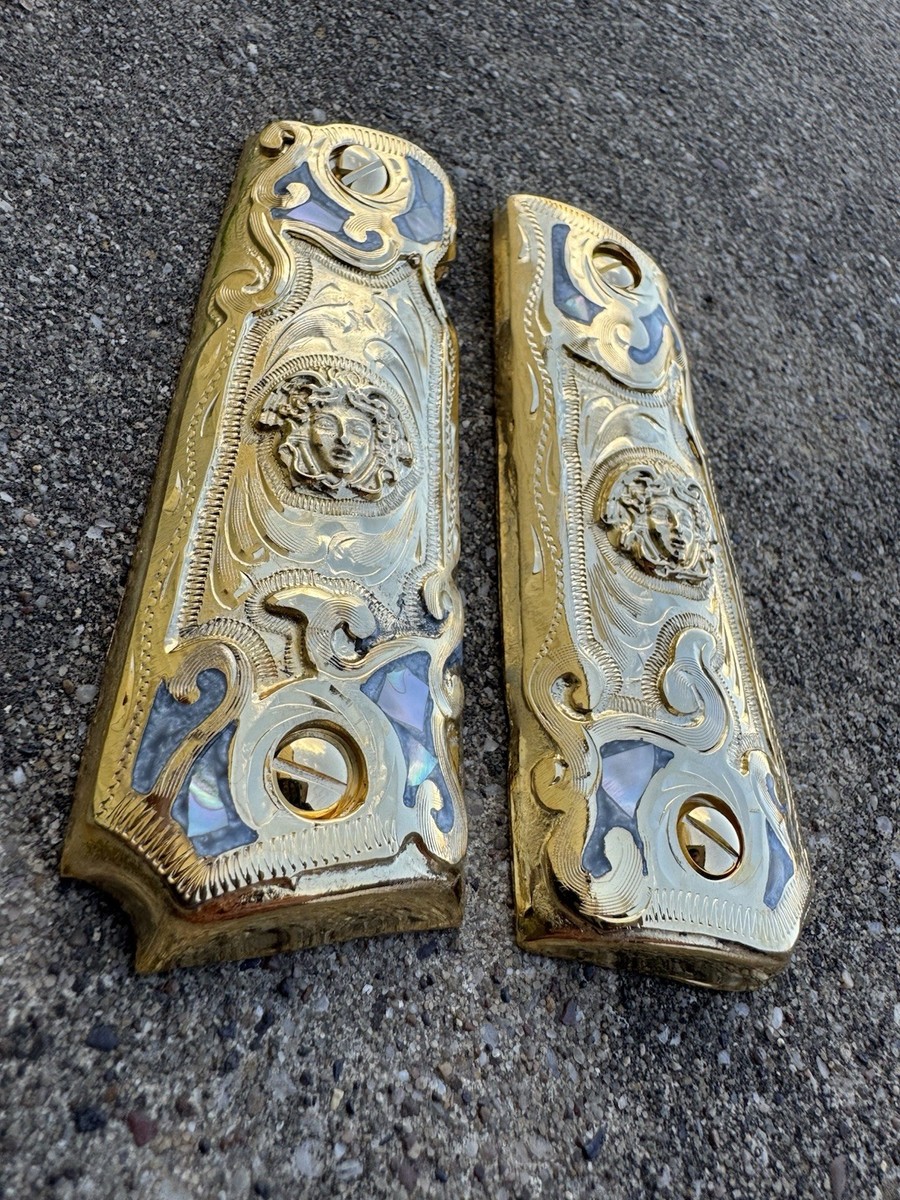 1911 45 38 Super Full Size Versace Gold Gun Pistol Grips Cachas
