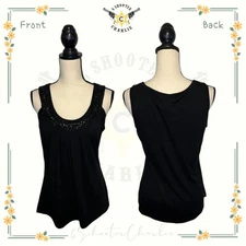 Gitano Beaded Sequined Top Womens Size Medium Black Sleeveless Scoop Neck Tank