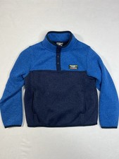 L.L.Bean Glacier Navy Blue Color-Block Sweater Fleece Pullover Boys M