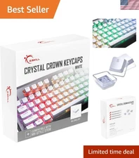 Crystal Crown Keycaps Set - 104 Transparent Keycaps for Mechanical Keyboards